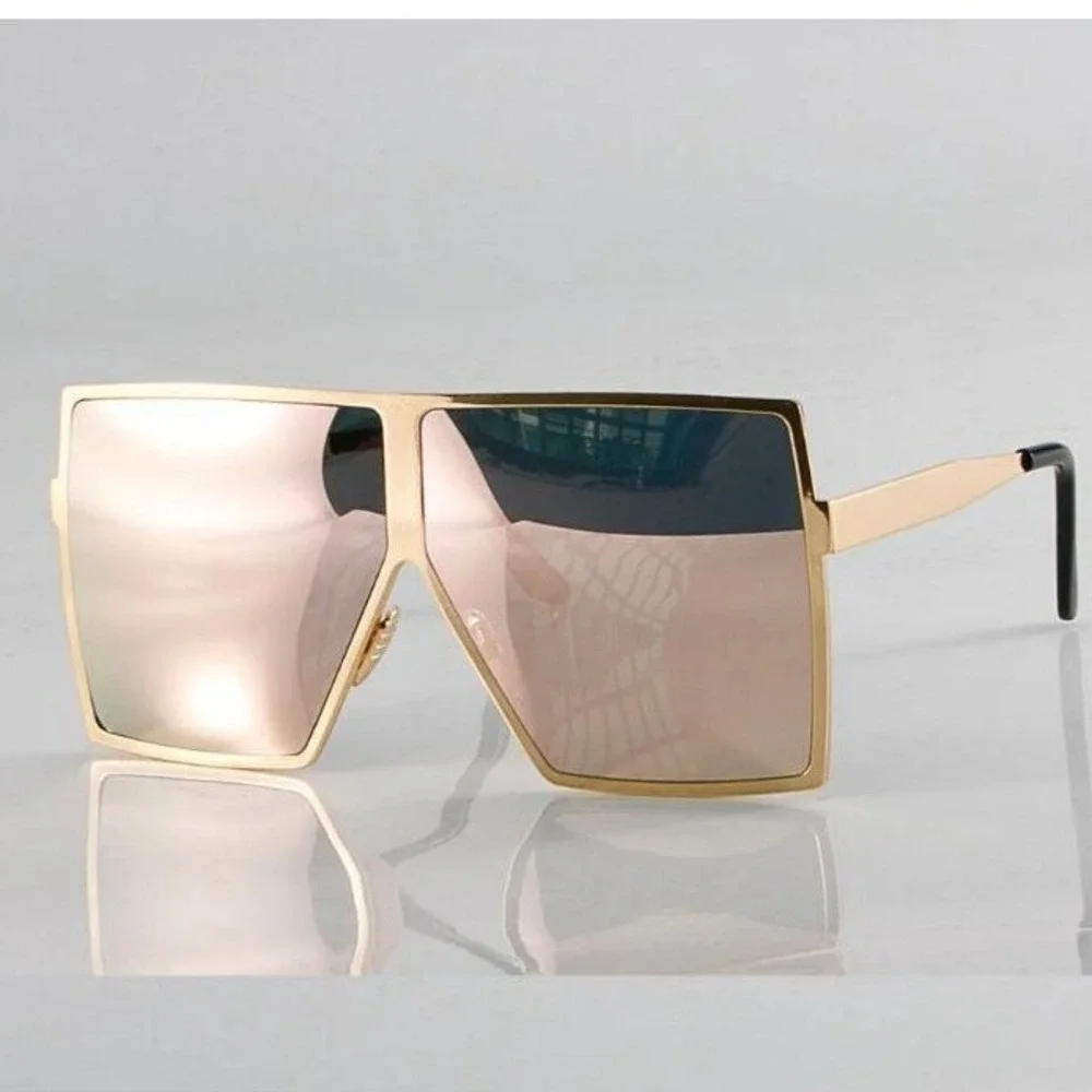Square Oversize Sunglasses Men Fashion Big Gold Frame Shades Outdoor Lentes 2026